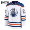 Edmonton Oilers Fanatics Premium Leon Draisaitl 2024-25 Auswärts Weiss Trikot - Kinder